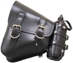 La Rosa V-Rod Left Solo Side Bag With Fuel Bottel Holder Plain Black