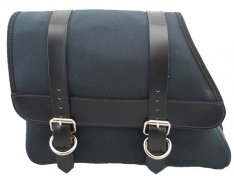 La Rosa Canvas Left Side Saddle Bag Black with Black Leather Accents for Sportster XL 82-03