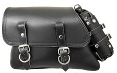 La Rosa Solo Side Bag With Fuel Bottle Plain Black for Sportster XL 82-03
