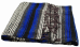 Mexická Serape Roll-up deka modrá s čiernymi koženými pásmi