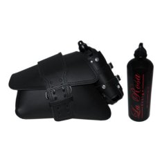 La Rosa Wide Strap Solo Side Bag Black with Fuel Bottle for Sportster XL 04-17