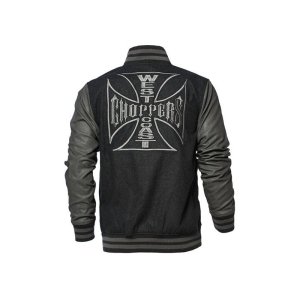 West Coast Choppers Original Cross Wool Baseball Jacket Grey Black