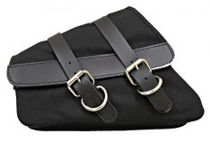 La Rosa Canvas Left Side Saddle Bag Black with Black Leather Accents for Sportster XL 04-17