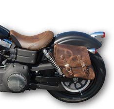 La Rosa Solo Side Bag Brown for Harley Dyna 06-16