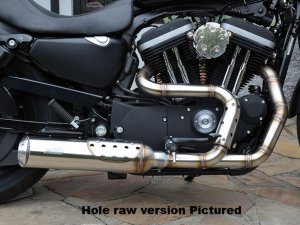 BSL Big Guns Bomb Outline Headpipes + BSL Muffler 2 1/4“ VA satin pre Sportster