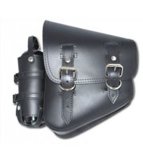 La Rosa Solo Side Bag With Bottle Black for Softail and Rigid Frame