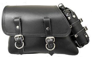 La Rosa Solo Side Bag With Fuel Bottle Plain Black for Sportster XL 82-03