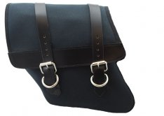 La Rosa Canvas Left Side Saddle Bag Black with Black Leather Accents for Harley Dyna 96-17